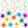 30 Pcs Artist Hanging Swirls Colorful Painting Birthday Party Decorations Paint Foil Hangings with Glittery Cutout for Art Theme
