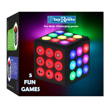 Playroute Electronic Brain & Memory Game Cube - Fun Toy Gift Ideas For Ages 6-12+ Year Old Boy & Girl - Cool Toys For Boys And Girls - Handheld Games Gifts For Kids And Teens