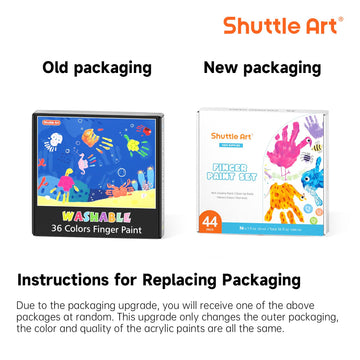 Shuttle Art Washable Finger Paint, 44 Pack Kids Paint Set with 36 Colors Toddler Paints(30ml, 1oz) for Toddlers, Paint Brushes,