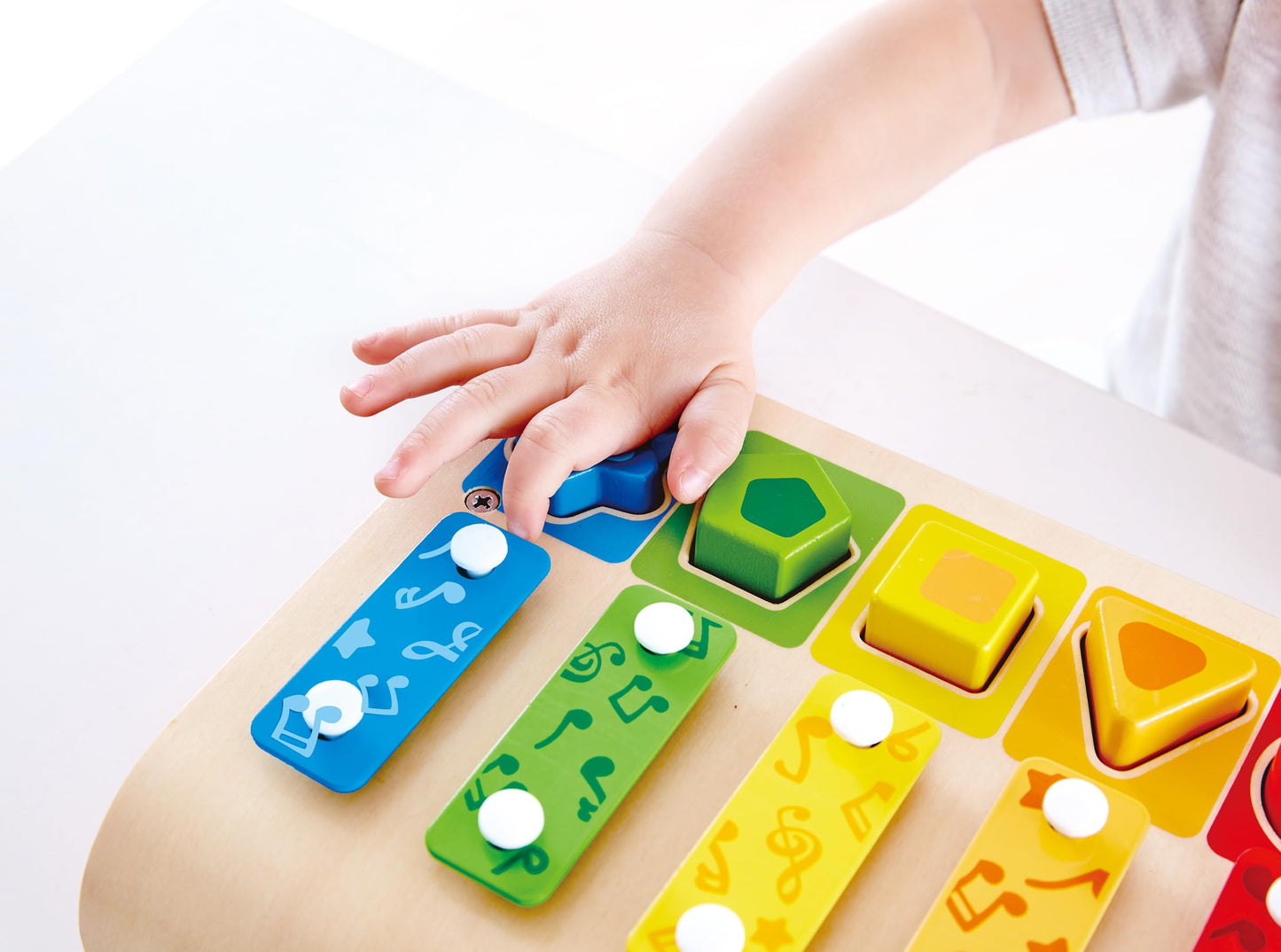Hape E0334 Shape Sorter Xylophone & Piano - Multicolor Wooden Instrument Toy for Kids, 9.8x3.1x7.8 inches