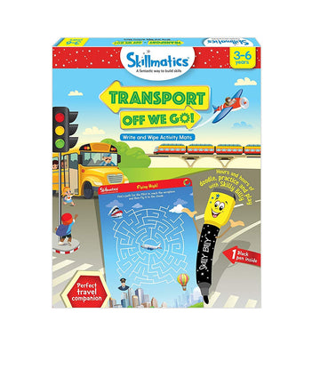 Skillmatics Educational Game - Transport Off We Go, Reusable Activity Mats With Dry Erase Marker, Gifts, Travel Toy, Ages 3 To 6