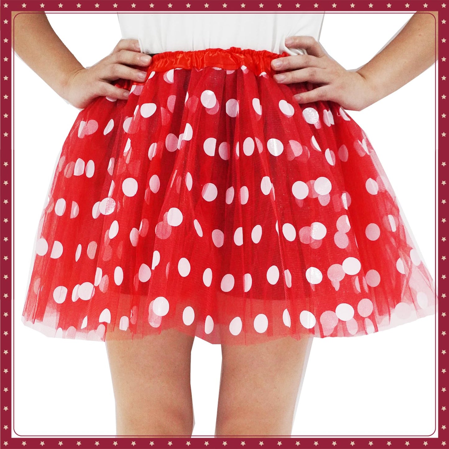 GUANGHE Girls Polka Dot Tutu Skirt - Red, White, Black, Blue - Halloween, Christmas, Birthday Costume