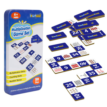 Kasfalci Multiplication Dominoes Set,Math Manipulatives Games For Kids,Counting Toy,Learning Games,Preschool Learning Activities