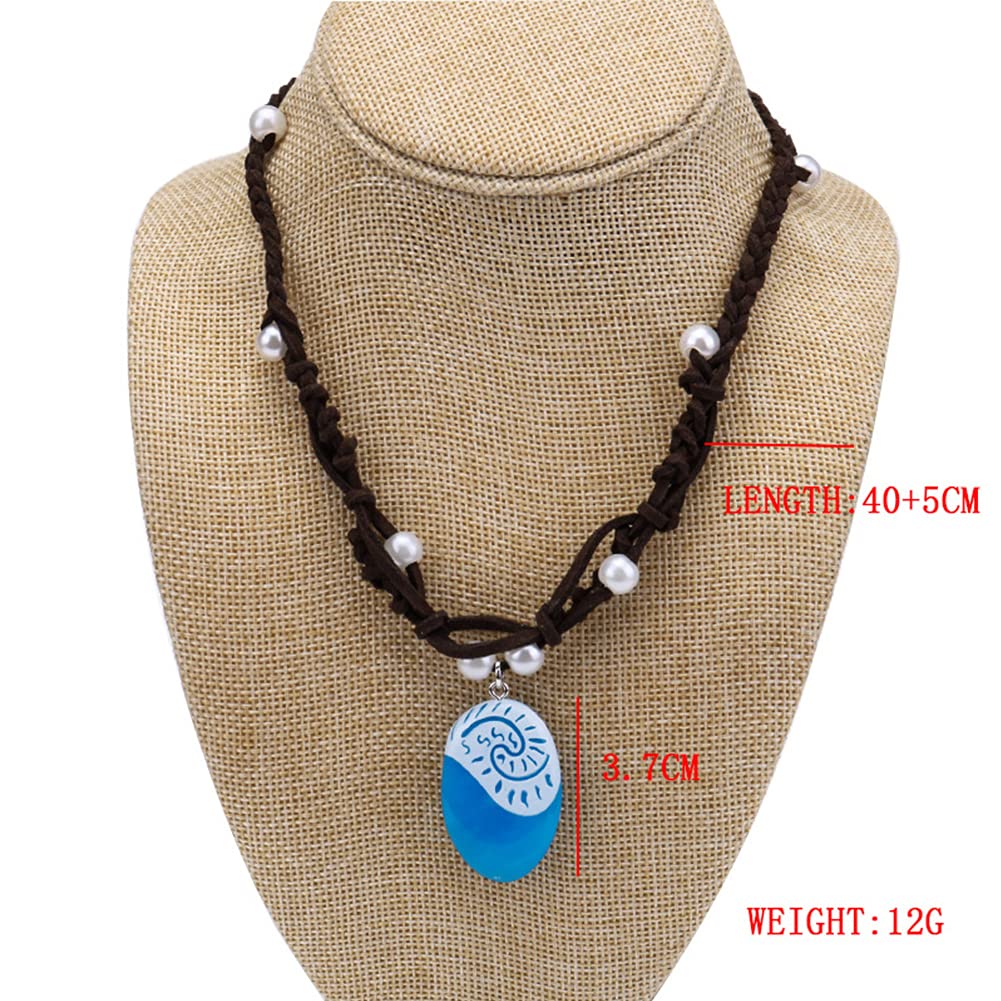 MBVBN Moana Necklace, Pendant Necklace for Princess Moana Cosplay with Hawaii Flowers Hair Clip Halloween Costume Halloween Part