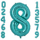 Vonokee 40 Inch Teal Blue Giant Number Balloons 8, Jumbo Digital Foil Mylar Balloon For Birthday Party Wedding Anniversary Celeb
