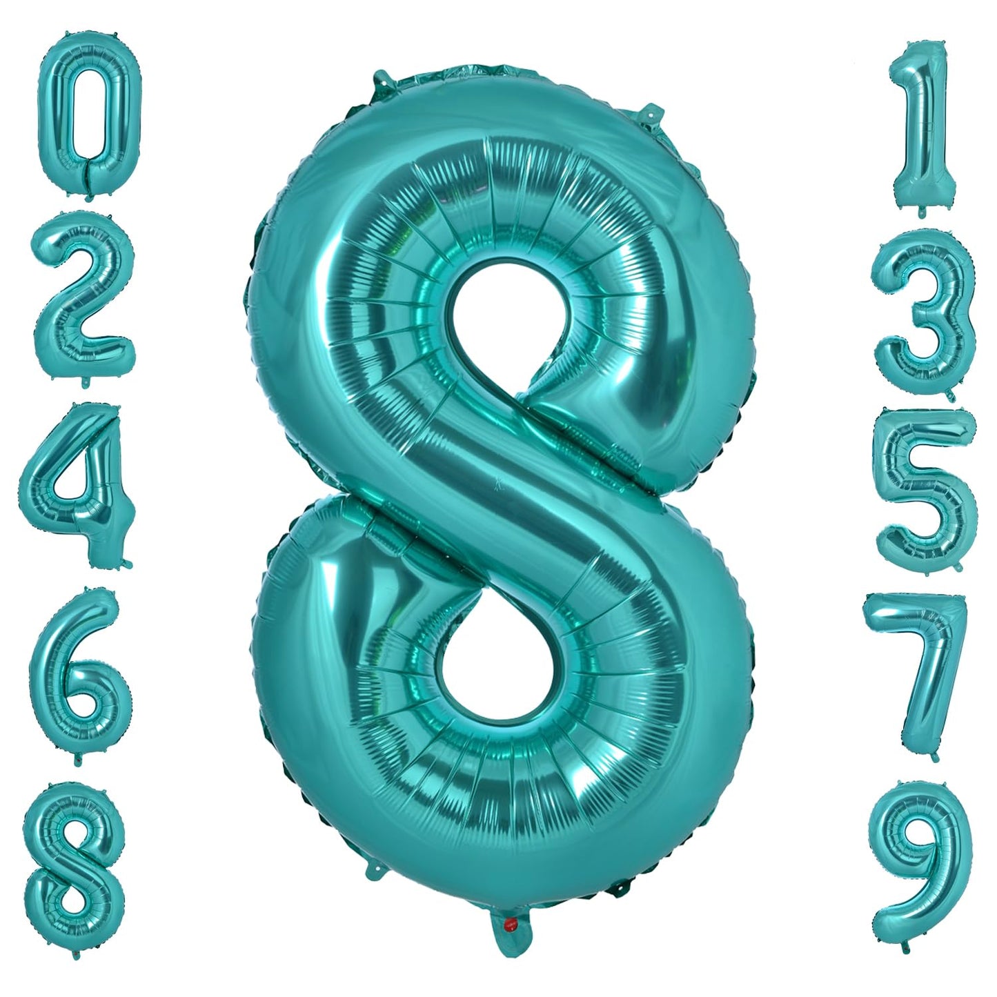 Vonokee 40 Inch Teal Blue Giant Number Balloons 8, Jumbo Digital Foil Mylar Balloon For Birthday Party Wedding Anniversary Celeb