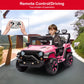 Modern-Depo 12V Kids Ride On Car Truck With Diy Stickers, Manual/Remote Control Electric Car With Led Lights, 2 Motors, 2 Speeds Adjustable, Openable Doors, Spring Suspension, Music Player, Pink
