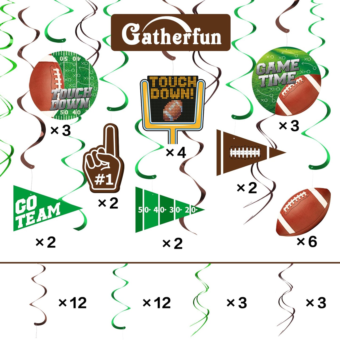 30 Pieces Football Party Decorations Football Hanging Swirl for Football Birthday Party Football Game Day Tailgate Party Supplie