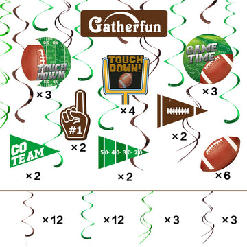 30 Pieces Football Party Decorations Football Hanging Swirl for Football Birthday Party Football Game Day Tailgate Party Supplie