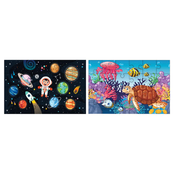 Khilonewale Combo of Wooden Solar System & Aquatic Life Submarine Jigsaw Puzzles  24Piece Educational Space & Ocean Puzzle Toy