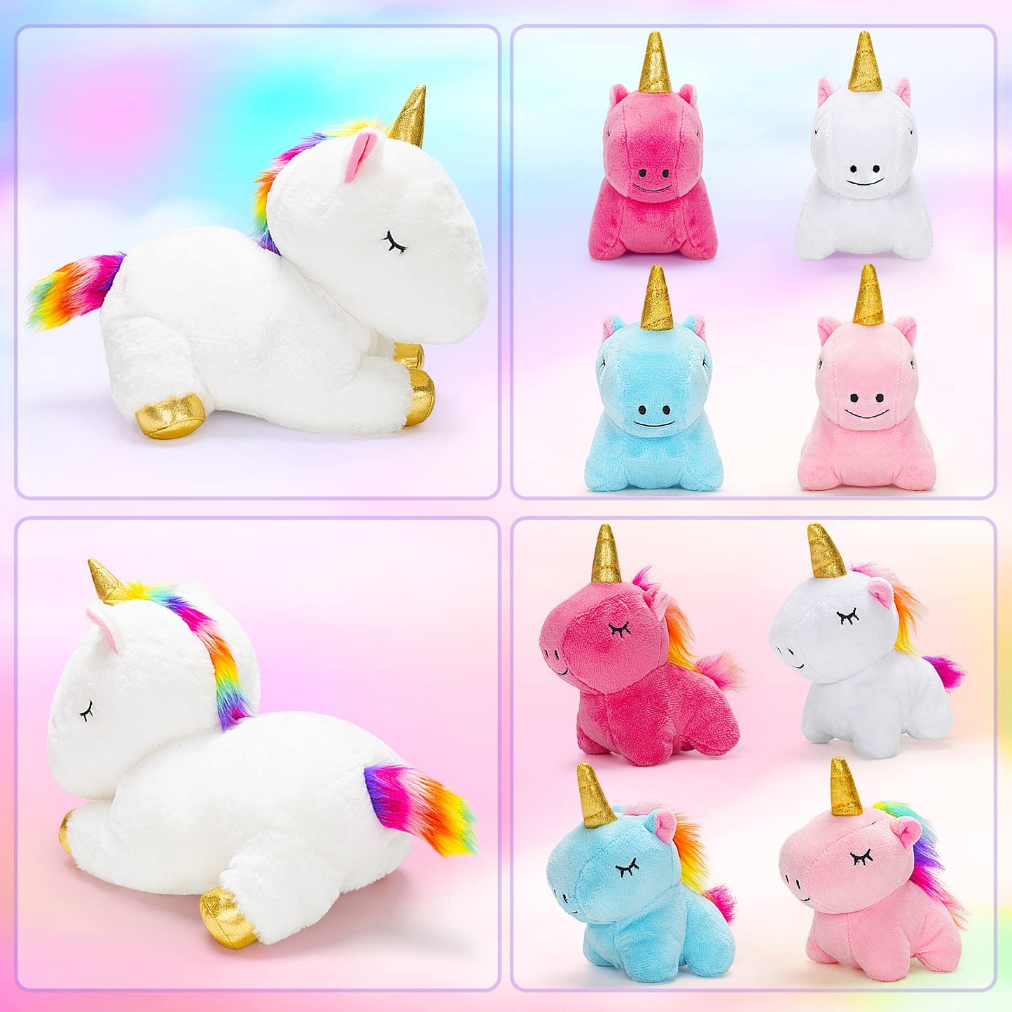 KMUYSL Unicorn Toys Set - Soft Plush Mommy Unicorn with 4 Baby Unicorns, Orange, 5 Piece Assortment, Ideal for Ages 3-8, Perfect Gift