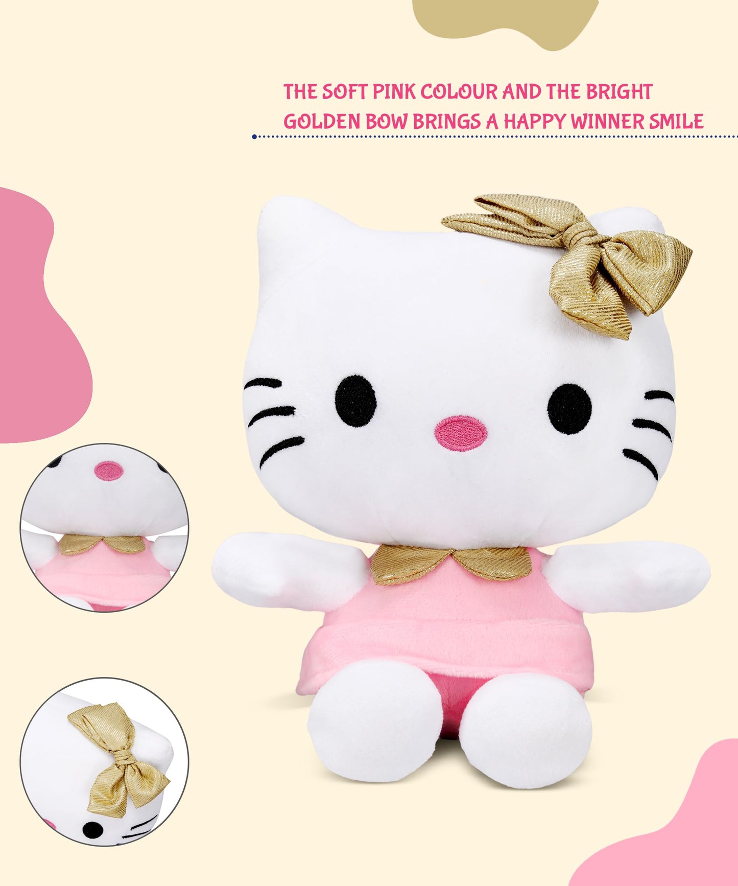 Hello Kitty In Pink Outfit And Golden Bow