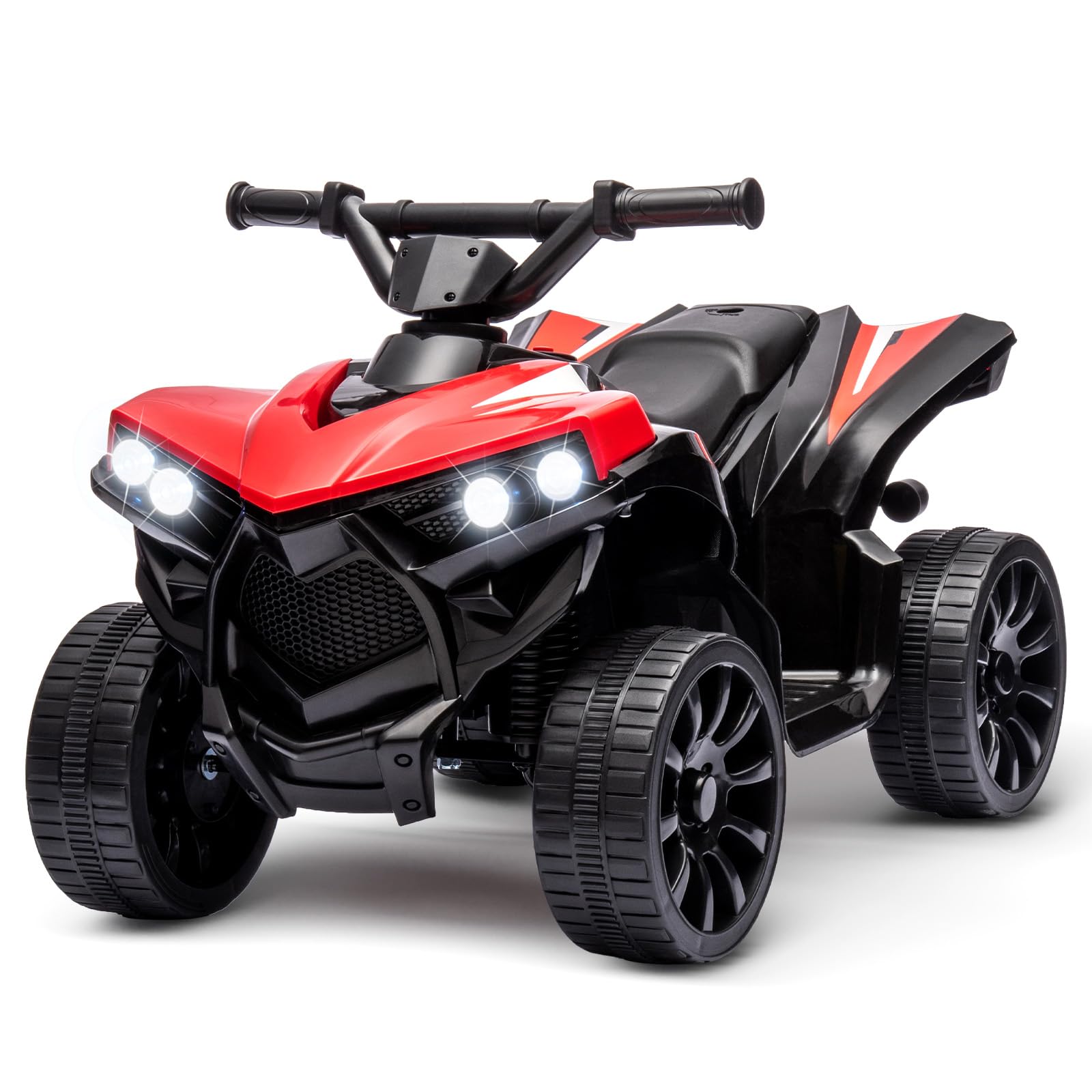 Kids ATV 4 Wheeler, 6V Ride on Toy with 1.8MPH Max Speed, Wear-Resistant Wheels, Music & Foot Pedal, Battery Powered Electric Qu