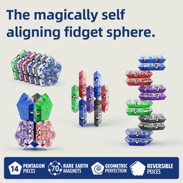 Aiqi 14-Piece Set Magnetic Fidget Sphere Pentagons - Building Blocks Magnetic Stress Relief Desk Magnet Toys For Relaxation And