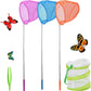 SEISSO Telescopic Butterfly Nets for Kids 3 Packs, Outdoor Explorer Catching Kits Including Catching Nets/Insect Mesh Cage/Tweez