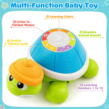 BAYSING Musical Turtle Crawling Infant Toy Set - Educational Baby Toys for 6-12 Months - Plastic - Perfect for Tummy Time & Gifts