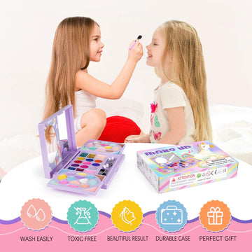KIDCHEER Kids Makeup Kit for Girls Princess Real Washable Cosmetic 3+ Year Old Girl Birthday Gifts Pretend Play Toys for Girls 4