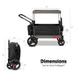 Radio Flyer Collapsible Folding Push And Pull Stroller Kids Wagon With Protective Canopy Cover And Travel Case For Ages 1 And Up, Black