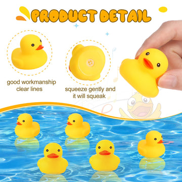 Vinsot 100 Pcs Mini Rubber Ducks Yellow Rubber Bath Tub Toys Bathtub Toys Squeak Float Ducks(2.17 X 1.97 X 1.85 Inch)