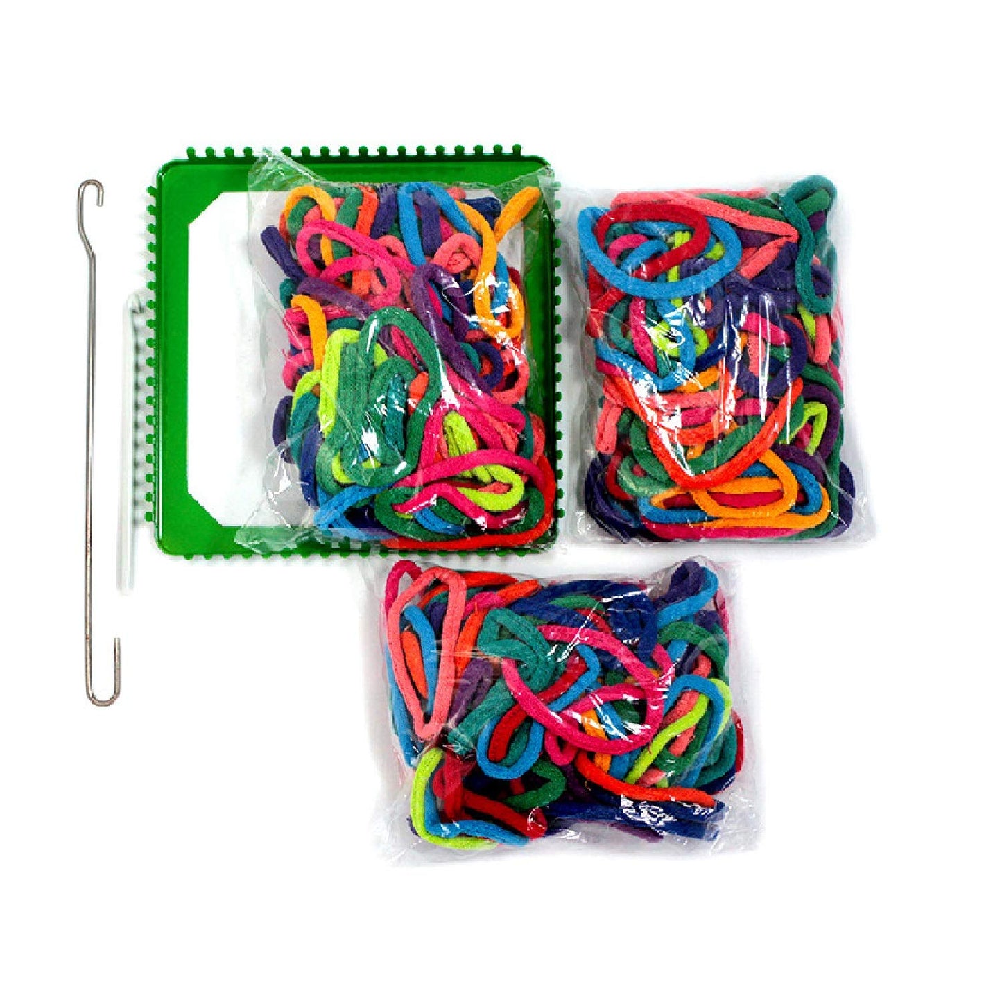 Friendly Loom Potholder 7 Traditional Size Green Potholder Deluxe Loom Kit with Rainbow Color Cotton Loops Make 6 Potholders, We