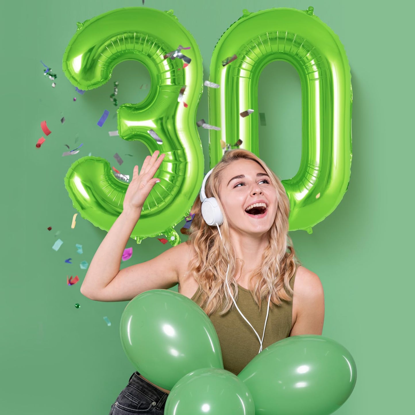Green Number 0 Balloon 40 Inch, Big Large Foil Helium Number Balloons, Jumbo Giant Mylar Number 0 Balloons For Birthday Party De