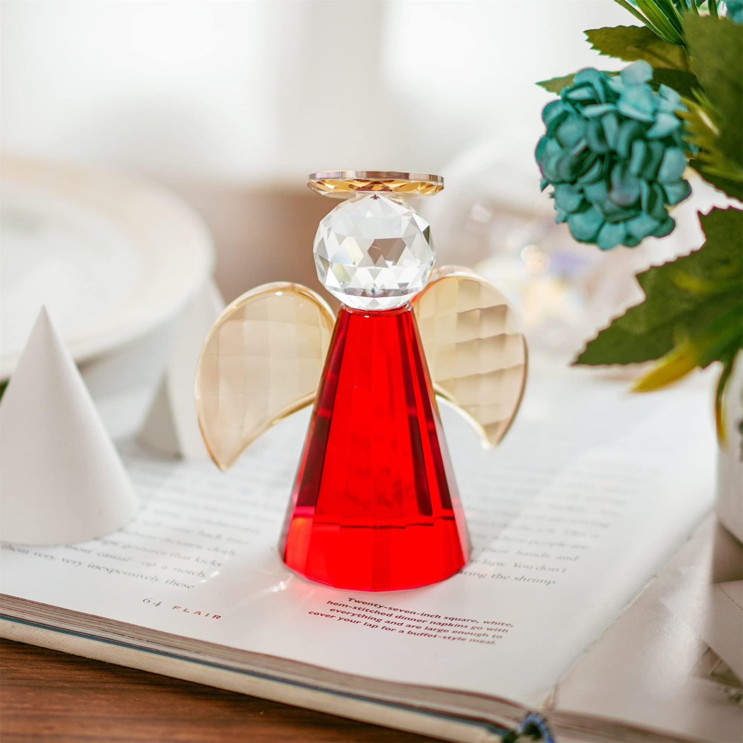 Qfkris Crystal Angel Figurines, Christmas Angel Figurines, Glass Christmas Ornament 2024, Glass Guardian Angel Collectibles For
