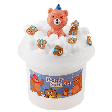 White Foam Slime with Bear Charm - Stretchy Crunchy Slime Party Favors & Sensory Toys for Girls & Boys Gifts