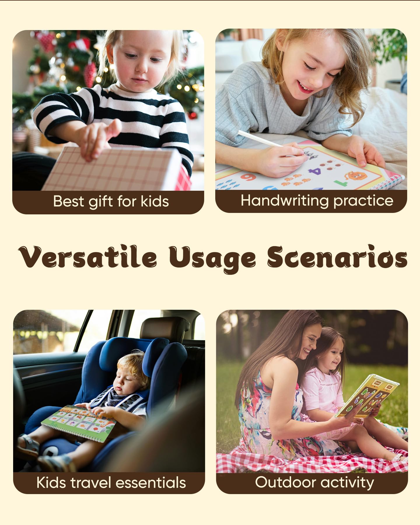 Flybean Busy Book For Toddler 3-5, Preschool Learning Activity Toys, Montessori Quiet Book, Writing Practice & Sticker Books, Ed