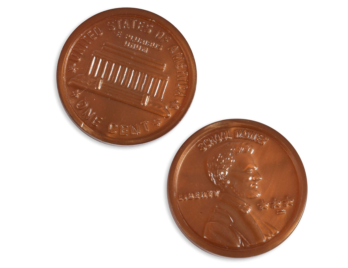 LEARNING ADVANTAGE Play Pennies - Set of 100 Plastic Coins for Teaching Money Math - Realistic US Currency Size
