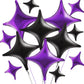 TONIFUL 30Pcs 26In&10In Star Balloons Black and Purple Four Pointed Foil Mini Star Mylar Balloons for Halloween Birthday Wedding