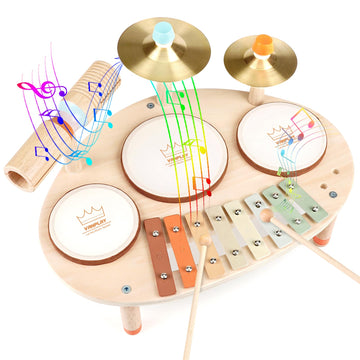 Vanplay Musical Toys For 1 Year Old: 9 In 1 Wooden Drum Set For Toddlers 1-3, Montessori Toys For Babies 12-18 Months With Xylophone, 1St Birthday Gifts For 1 2 3 Year Old Boys Girls Instruments Toys