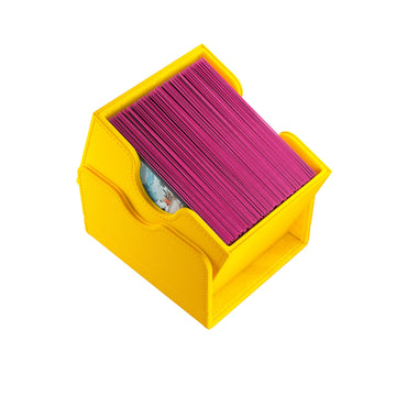 Sidekick 100+ Xl Convertible Deck Box | Sideloading Card Storage With Removable Cover Clips Holds 100 Double-Sleeved Cards In Extra Thick Inner Sleeves Yellow Color Made By Gamegenic (Ggs20096Ml)