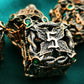 Mjdiceok Hollow Magic Vine Leaf Dnd Dice Set Metal Dice Set 7 Role Playing Dice D&D Dungeons And Dragons Dice (Red Copper + Gree