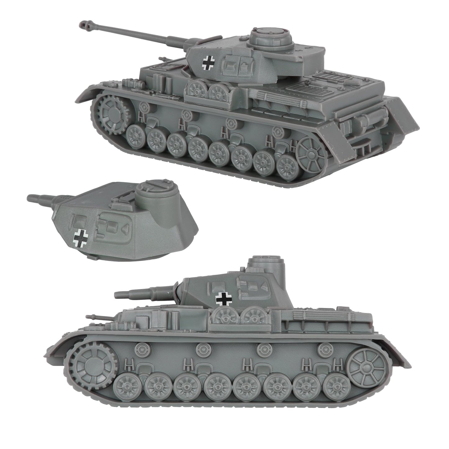 BMC Toys Panzer IV Tank Model Sd.Kfz. 161 - Small Charcoal Gray Plastic Military Vehicle 1:38 Scale