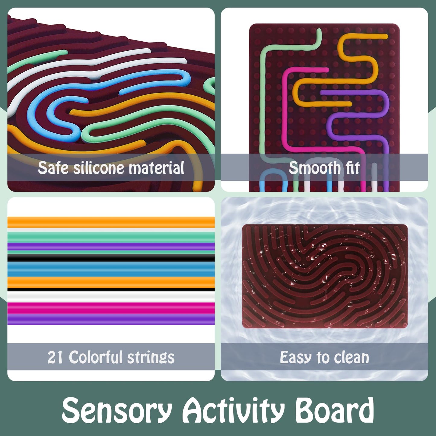 Sensory Activity Board, Double Sided Silicone Fidget Toy For Kids 3+ & Adults, Autism Sensory Calming Toys For Stress, Anxiety,