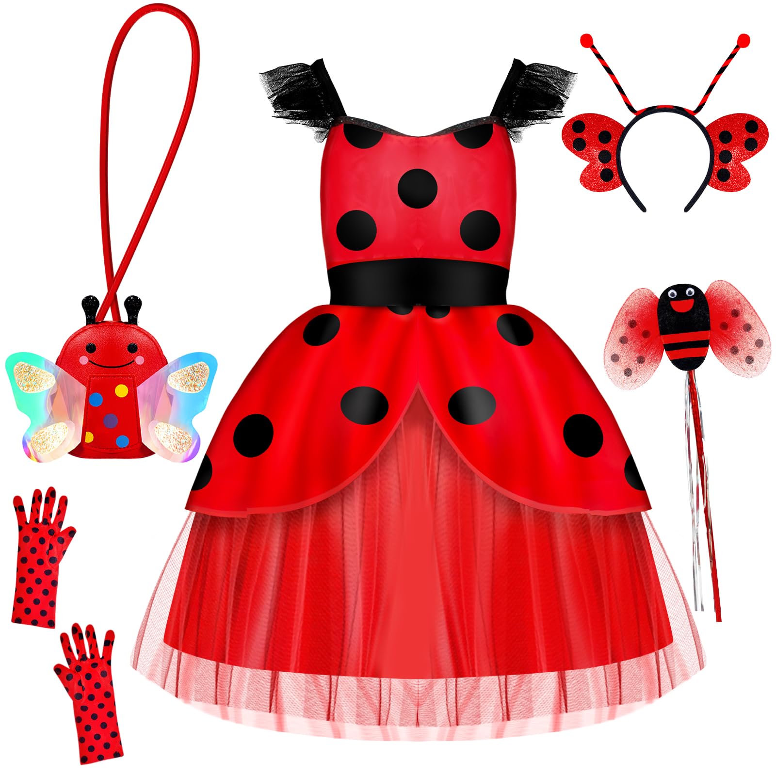 Innocheer Ladybug Costume For Girls, Halloween Costumes For Girls, Ladybug Costume Toddler Halloween Birthday Princess Dress Up 
