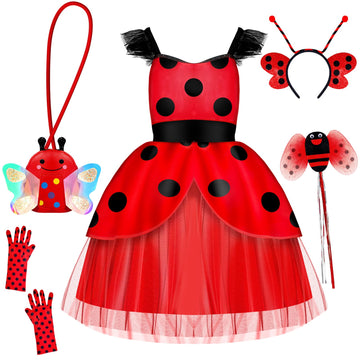 Innocheer Ladybug Costume For Girls, Halloween Costumes For Girls, Ladybug Costume Toddler Halloween Birthday Princess Dress Up 