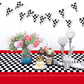 Tallew Checkered Disposable Tablecloths - 2 Pcs Black & White Race Table Covers for Racing Birthday Party Decor - Red