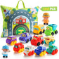 Bessome Soft Rubber Cars Toy For 1 Year Old Boy With Playmat (Storage Bag)|12 Pcs Cartoon Cars Baby Toys For 12-18 Months|Toddle
