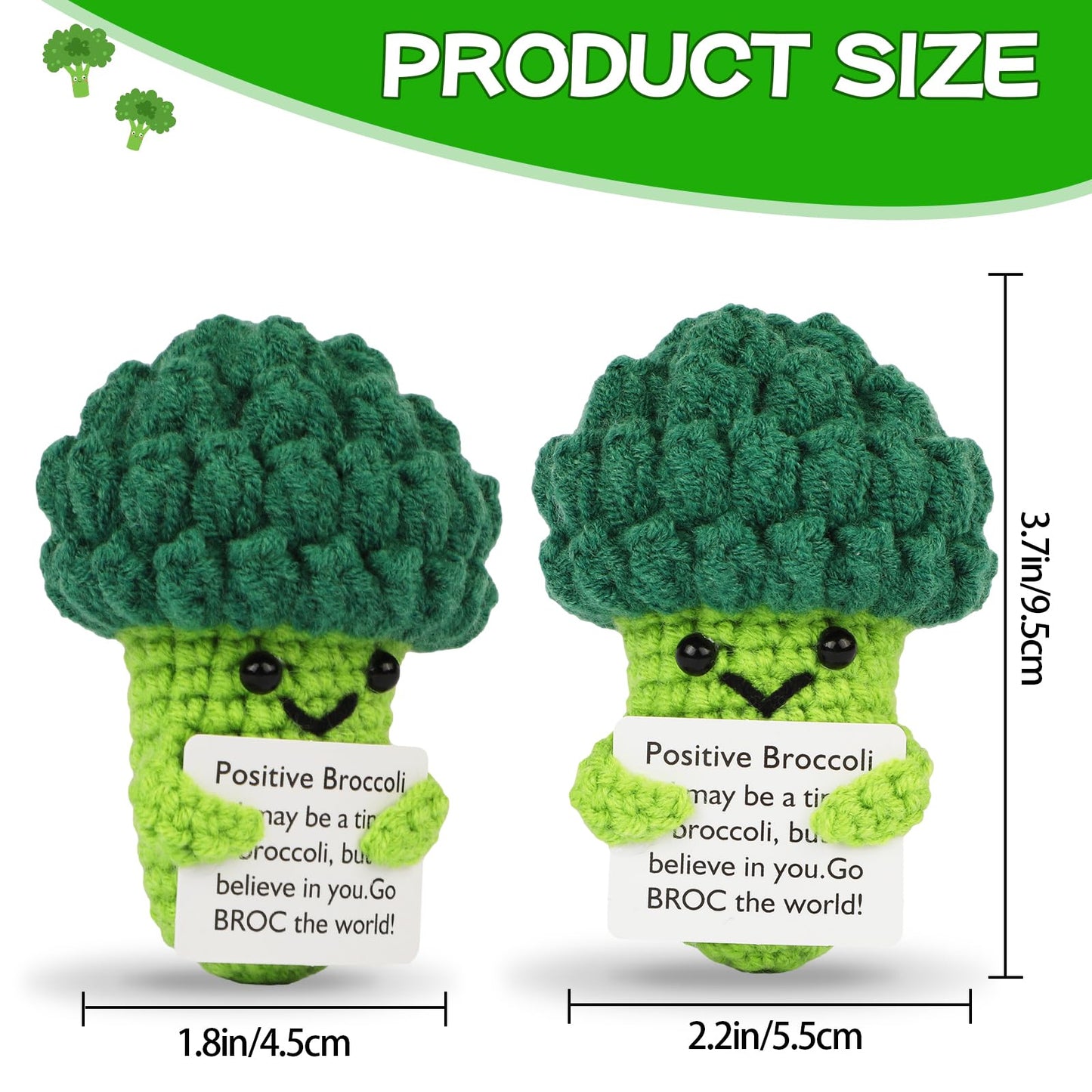 Dafuriet Mini Funny Positive Potato, 3 Inch Knitted Wool Doll With Positive Card For Cheer Up Gifts And Party Decorations, Cute Wool Positive Potato Crochet Doll For Birthday Gifts (Broccoli)
