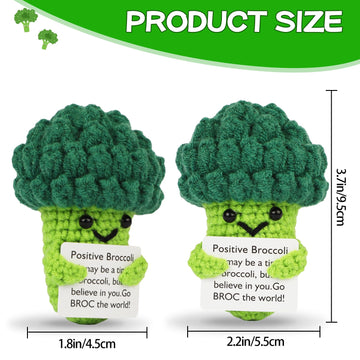Dafuriet Mini Funny Positive Potato, 3 Inch Knitted Wool Doll With Positive Card For Cheer Up Gifts And Party Decorations, Cute Wool Positive Potato Crochet Doll For Birthday Gifts (Broccoli)