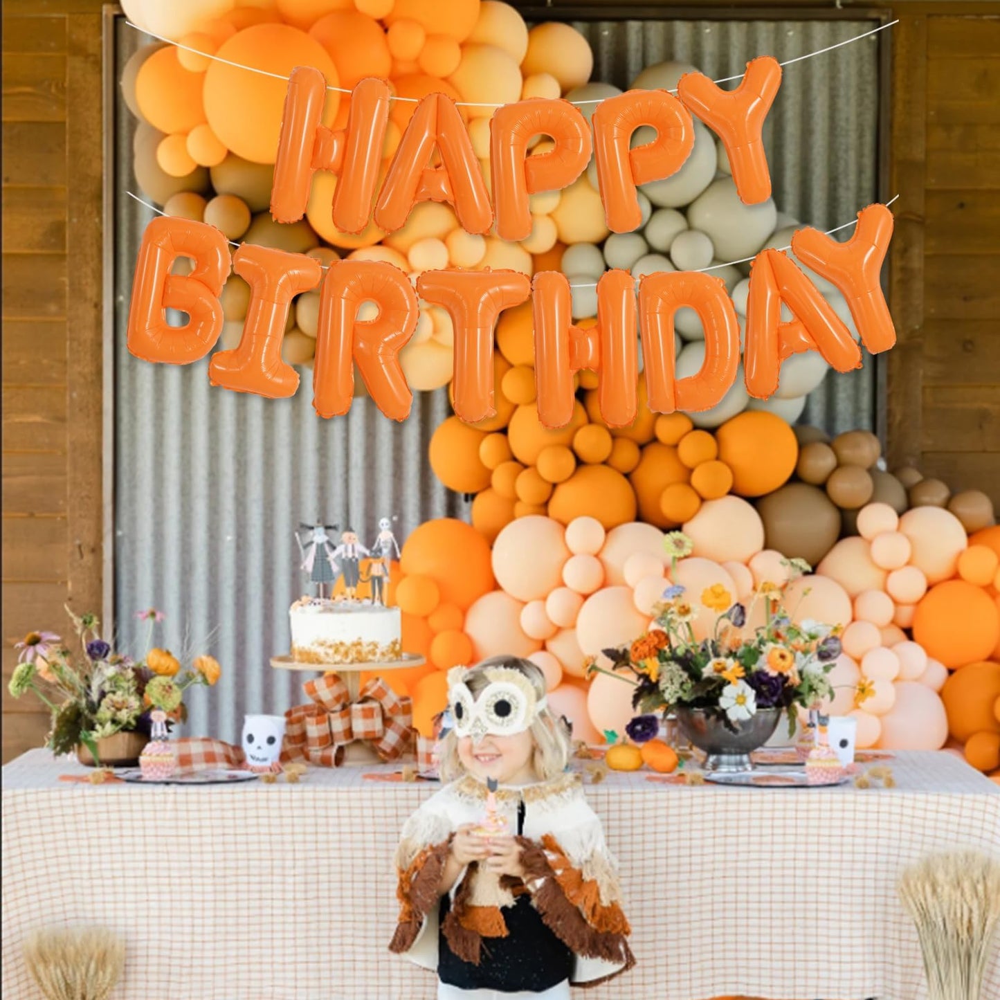 TONIFUL 16 Inch Orange Mylar Foil Birthday Balloons Banner Happy Birthday Balloon Letters for Adults & Girls Boys Kids Birthday