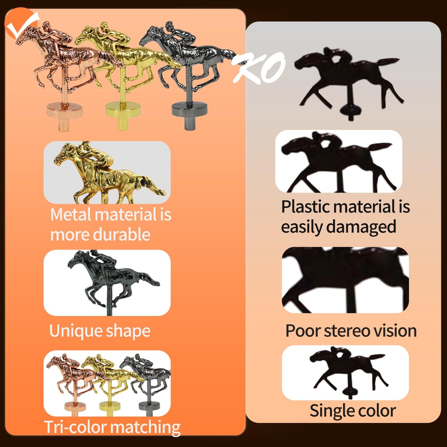 yquorp Metal Horse for Horse Racing Board Game,Gold  4, Rose Gold  4, Silver  3 Classic Style Collection Souvenirs (Gold  4+Rose