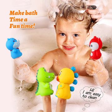 Vanmor Rubber Animal Bath Finger Puppets For Toddlers, Finger Puppets For Kids Easter Basket Stuffers Egg Fillers, Silicone Fing