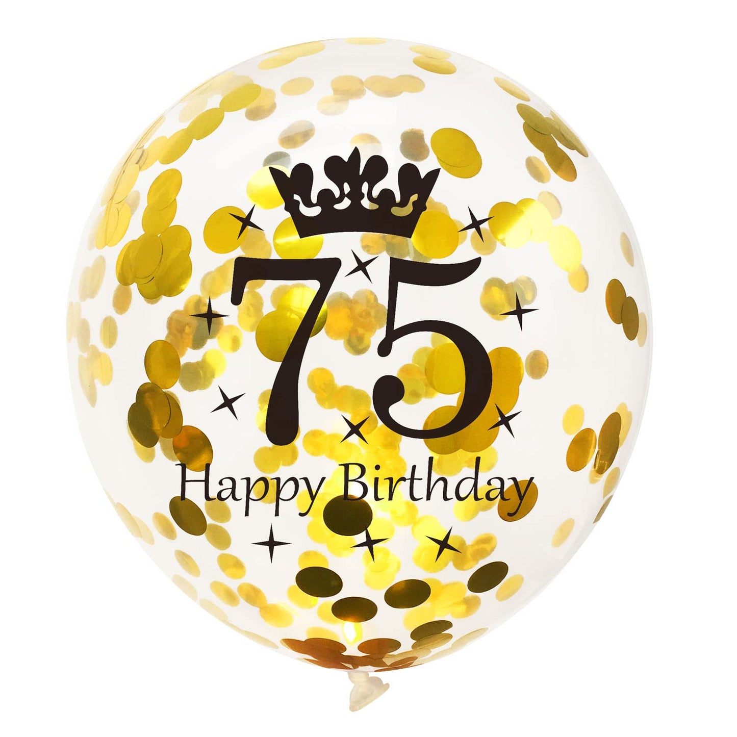 SHUNTAI 75th Birthday Balloons, 12 Inch Black and Gold Latex Confetti, 15 Pack Decorations for Men Women