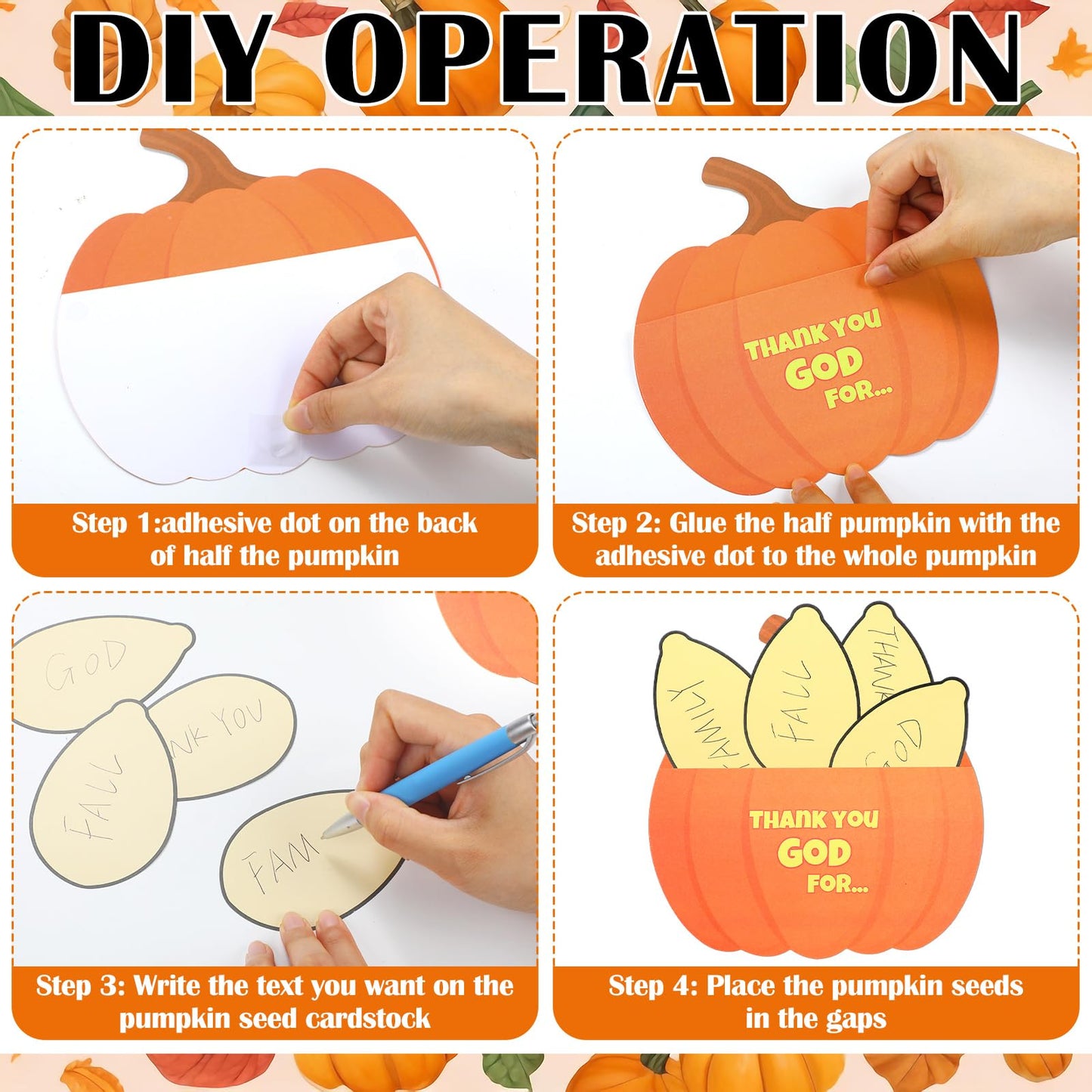 AmazingSpark 36 Set Thanksgiving Pumpkin Craft Kits Christian Give Thanks Crafts Pumpkin Seeds Thank You God Decorations for Tha