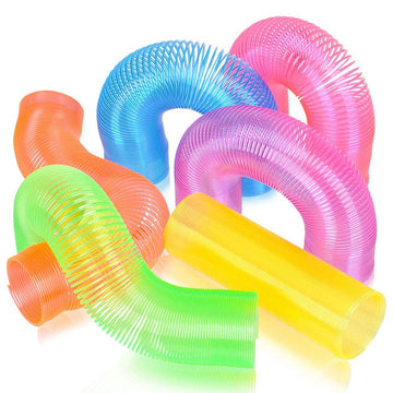 Artcreativity Extra-Long Neon Mini Coil Springs- 12 Pack- 4 Inch Colorful Plastic Coil Spring Set- Fun Birthday Party Favors For