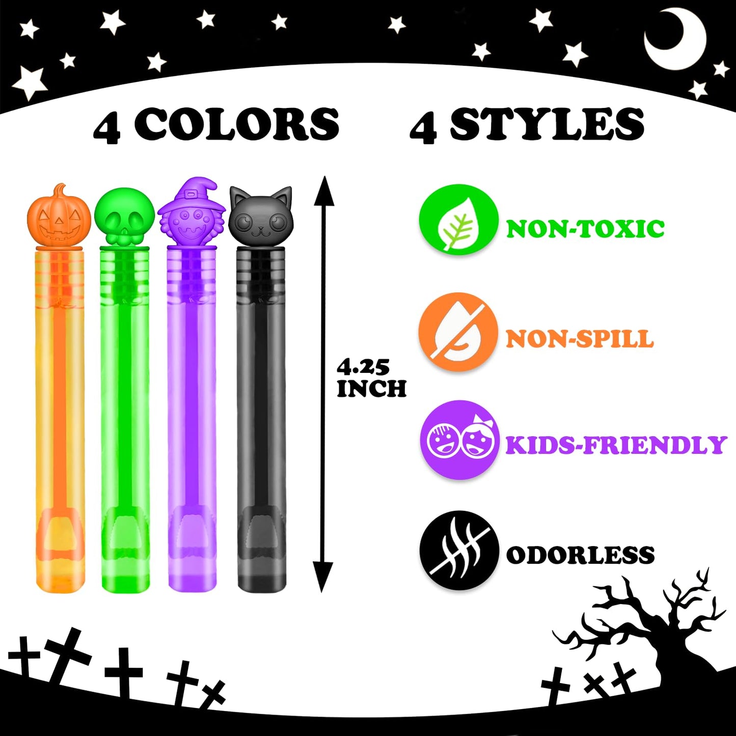 Leetous Halloween Mini Bubble Wands For Kids 20 Pcs, Halloween Party Favors Prizes Toys Gifts For Toddlers, Small Basket Goodie