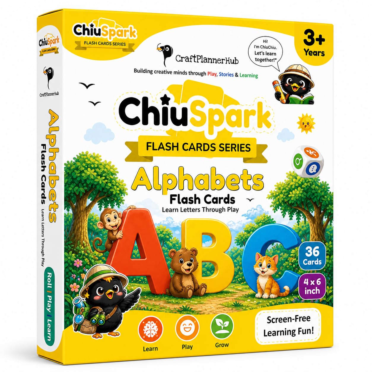 Craftplannerhub Chiuspark Alphabets Flash Card Learning Game For Kids | 36 Interactive Cards | Fun Parent Child Learning Activit