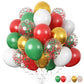 Funhot Christmas Balloons, 60 Pcs Red Green Gold Balloons, 12 Inch Red Green Confetti Balloons Metallic Gold Helium Balloons Whi